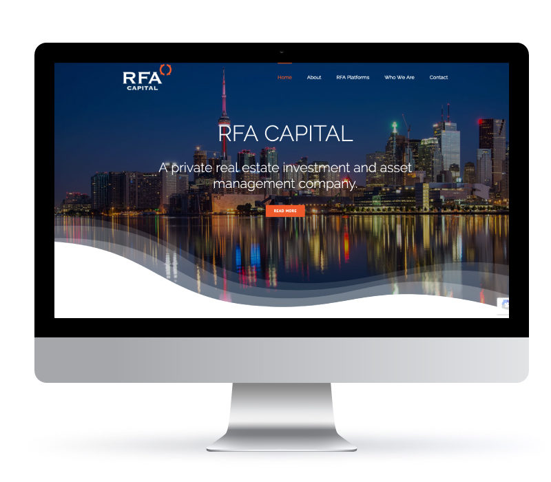 RFA Captial - Website created by Jessica Design. Graphic and Web services in Hamilton.