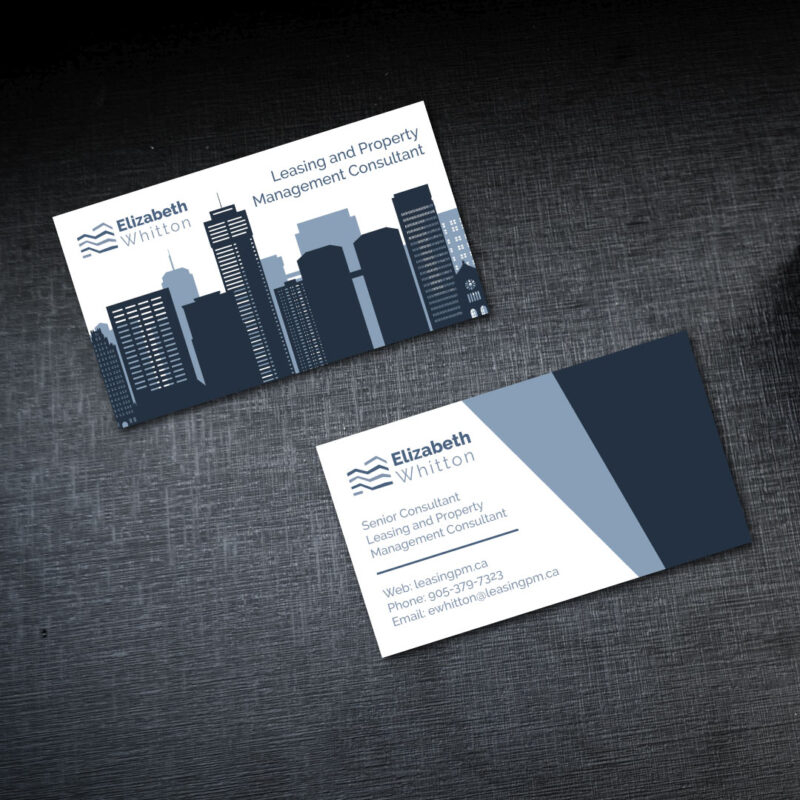 Business card for Elizabth Whitton Leasing PM by Jessica Design.