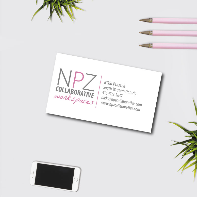 NPZ Collaborative Workspaces - Business card, stationery design made with Jessica Design in Hamilton.