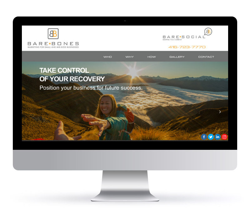 Web Design - Bare Bones Marketing website with Jessica Design marketing agency in Hamilton, Ontario.