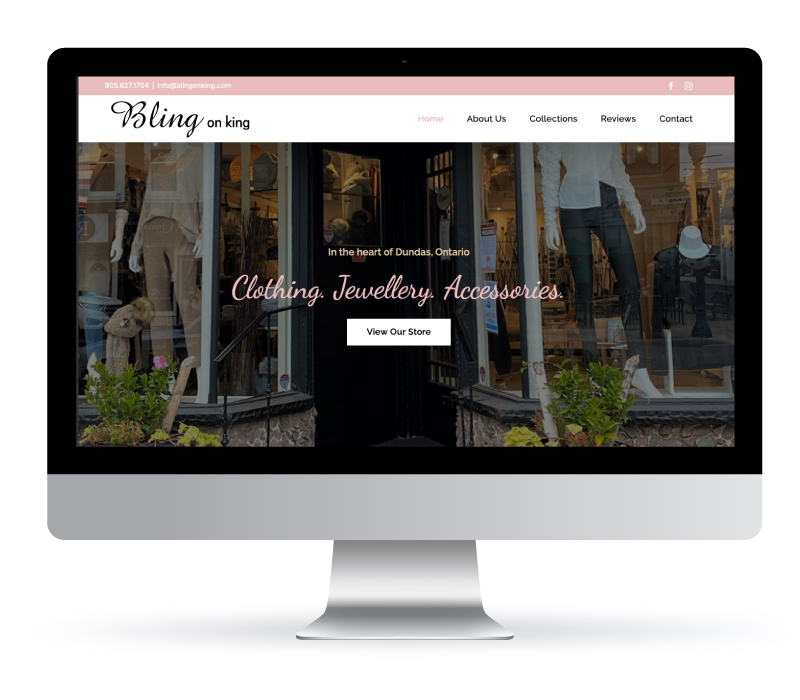 Wordpress Web Design - Bling on King by Jessica Design in Hamilton, Ontario.