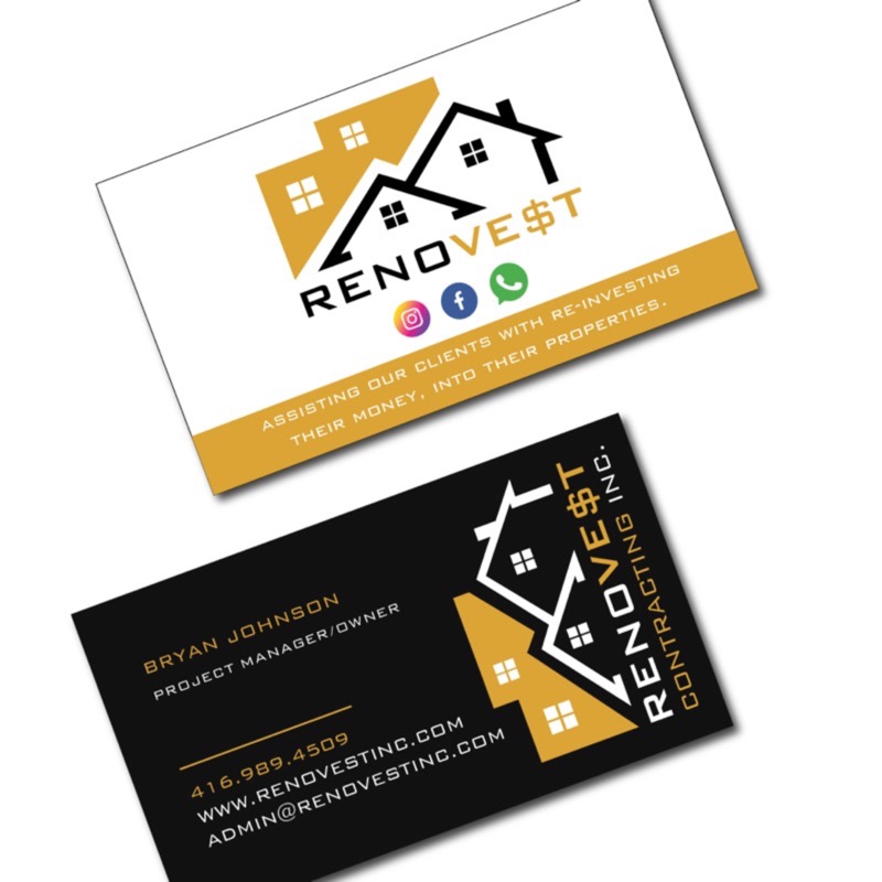 Print Design - Renovest Contracting Inc business cards by Jessica Design.
