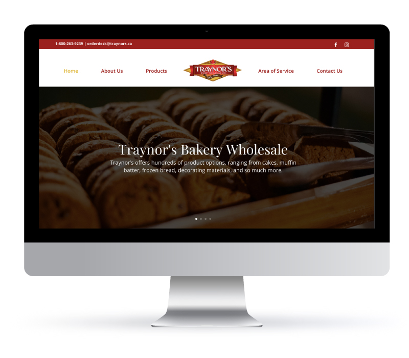 Web Design - Traynor's Bakery Wholesale, WordPress design by Jessica Design in Hamilton, Ontario.