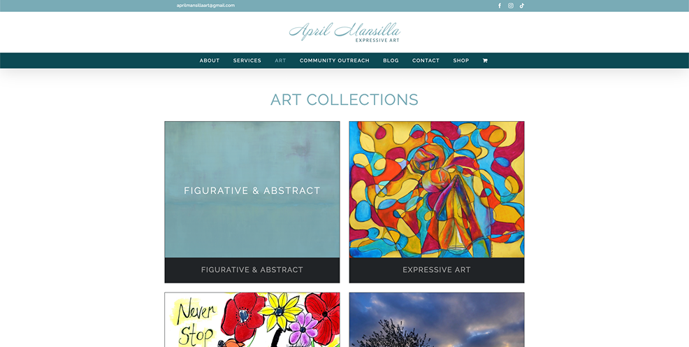 April Mansilla Expressive Art - WordPress Website Portfolio by Jessica Design.