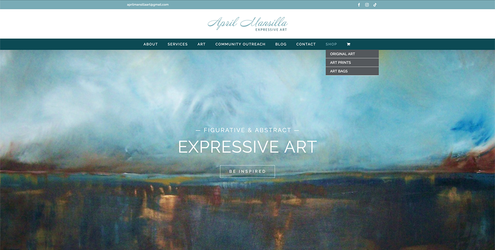 April Mansilla Expressive Art - WordPress Website Portfolio and e-commerce by Jessica Design.