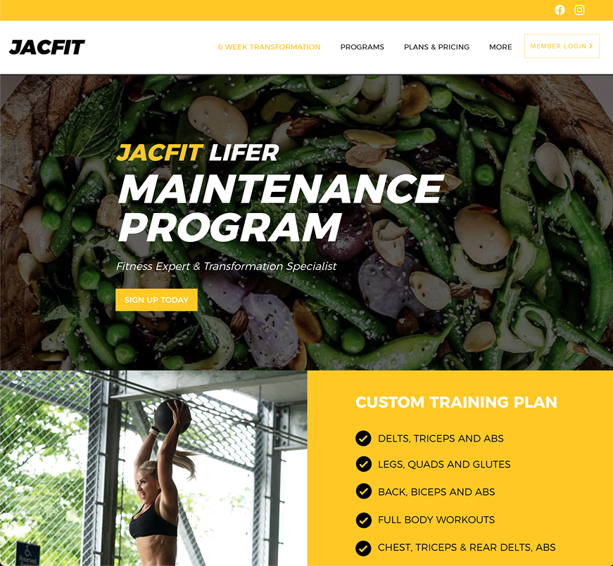 Jacfit - Fitness Programs, Wix Website Design by Jessica Design.