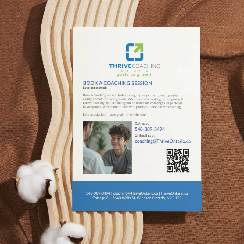 Thrive Coaching Ontario - Print Flyer Design by Bare Bones Marketing and Jessica Design.