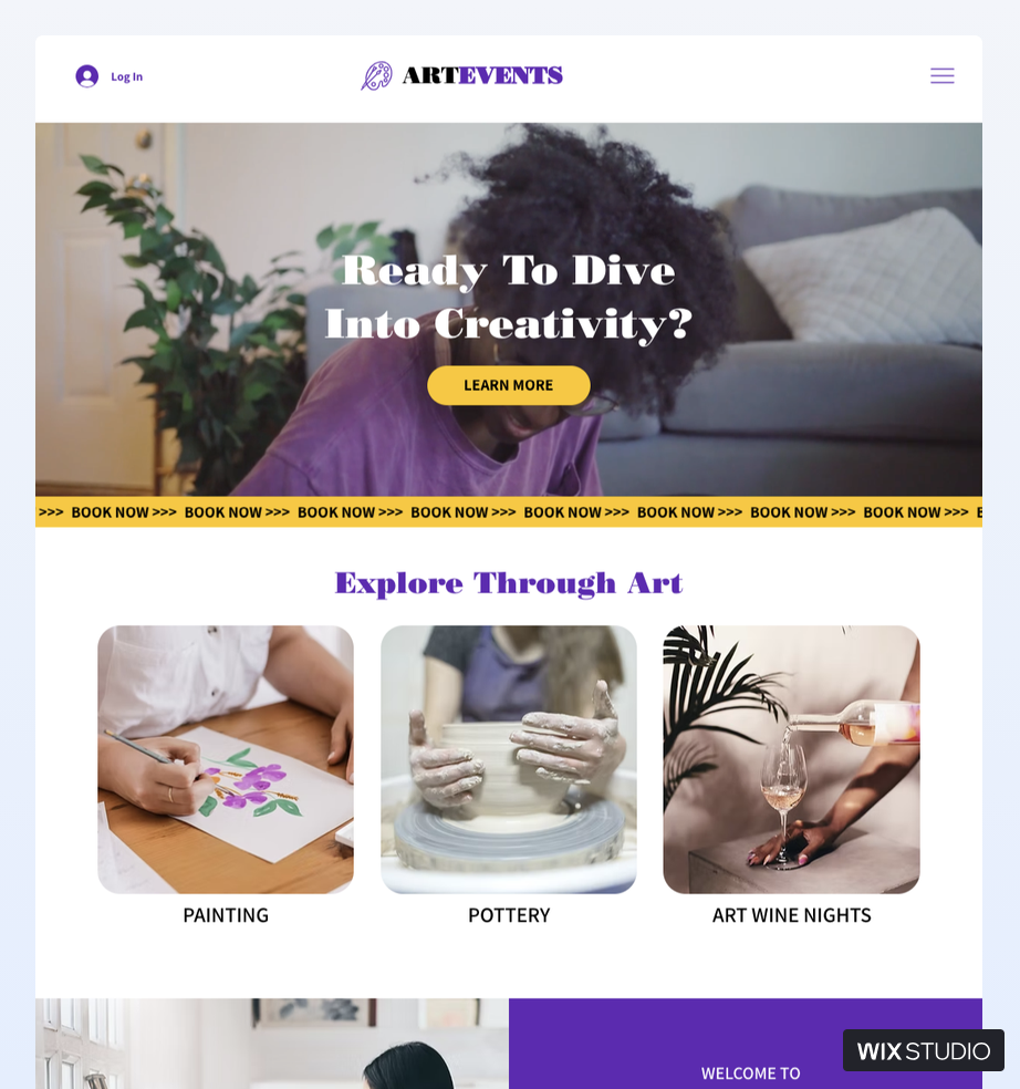 Art Events - Wix Studio Website Templates by Jessica Design.