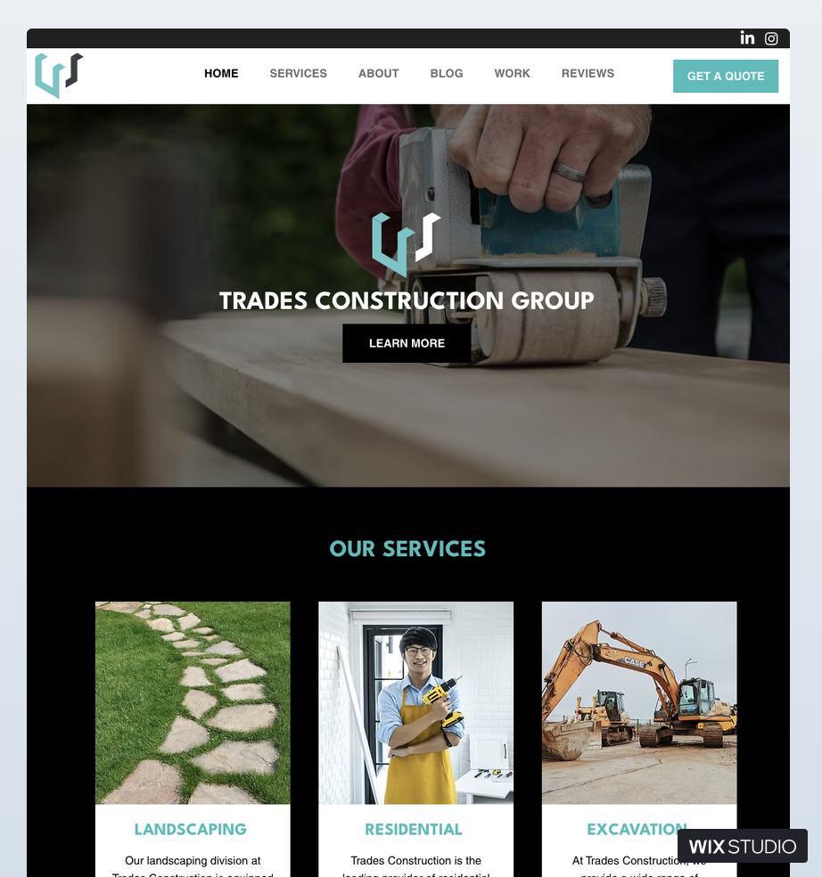 Construction 1-Pager - Wix Studio Website Template.